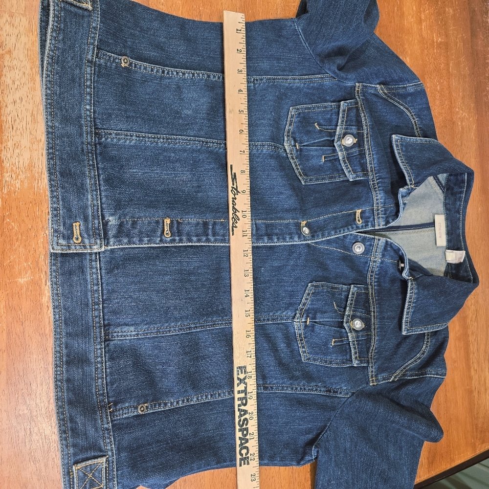 Chicos Denim Jacket with Rhinestone Button Details Size 3 (XL) - Picture 11 of 13